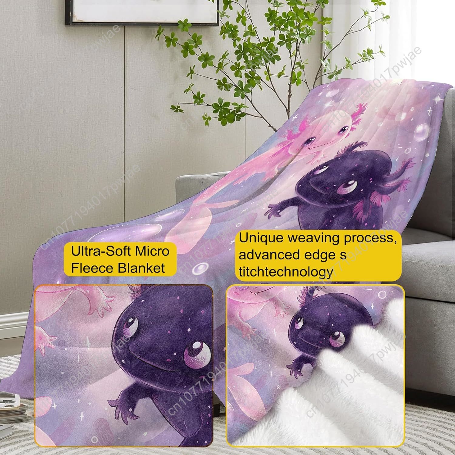 Axolotl Blanket Cute Axolotls  - Quality Home Textiles review and price