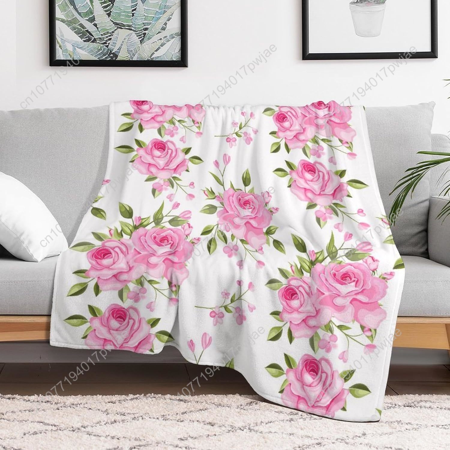 Pink Flower Throw Blanket Flor - Quality Home Textiles review and price