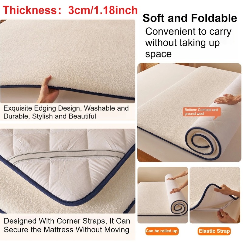 Thickened Warm Lamb Wool Bed P - Mattress Pad Topper review and price