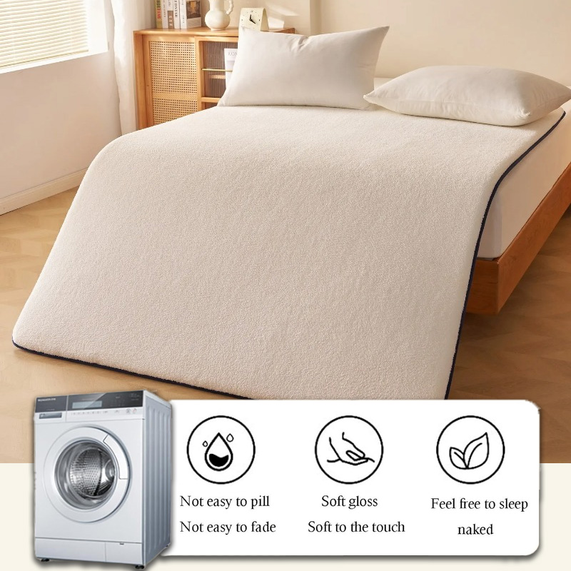 Thickened Warm Lamb Wool Bed P - Mattress Pad Topper review and price